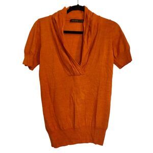 The Limited Merino Wool V-neck Sweater sz Small Terracotta Preppy Work